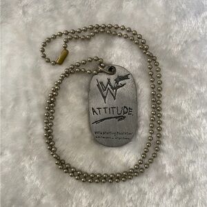 🍀VTG WWF Wrestling Attitude Dog Tag Necklace